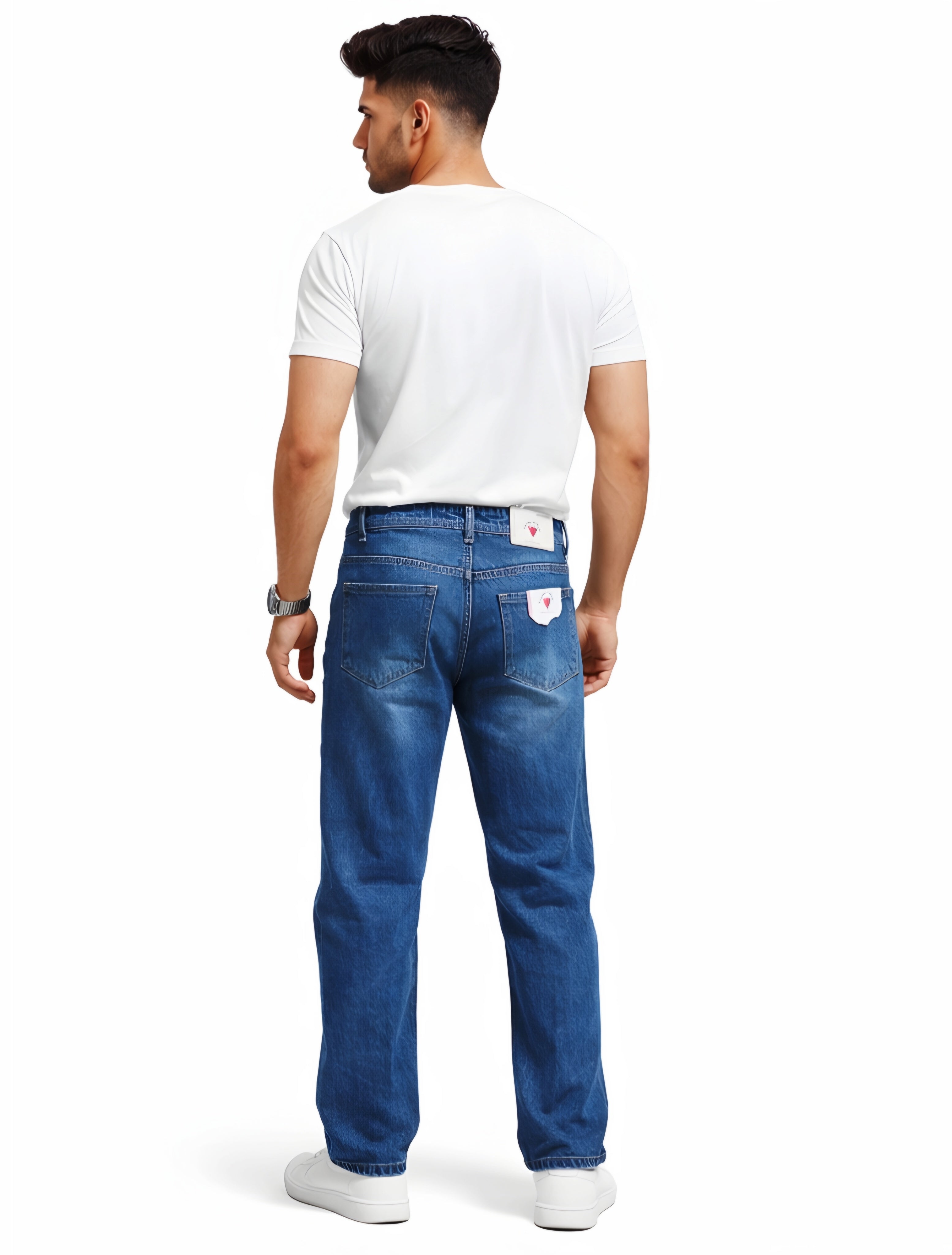 Mens Light Blue Whisker Jeans baggy fit loose fit